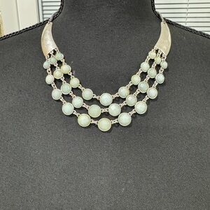 Lucky Brand Silver and Green Multi-Strand Necklace